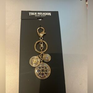 True Religion Gold and Silver Charm Keychain